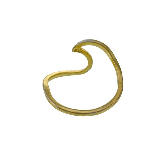 Vintage Sterling Silver 925 Gold Plated Wave Ring Size 5 - Picture 2 of 7